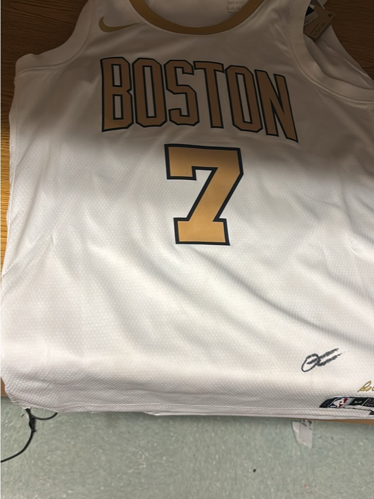 Nike Boston #7 White And Gold Basketball Jersey With Signature